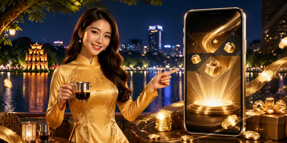 Phụ nữ Hà Nội mặc áo dài đăng ký tài khoản nhận thưởng trên điện thoại