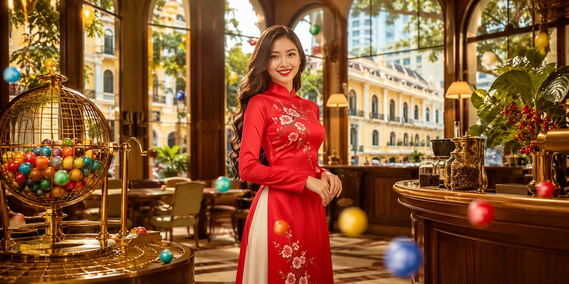 Phụ nữ Hà Nội mặc áo dài kiểm tra kết quả xổ số trực tuyến