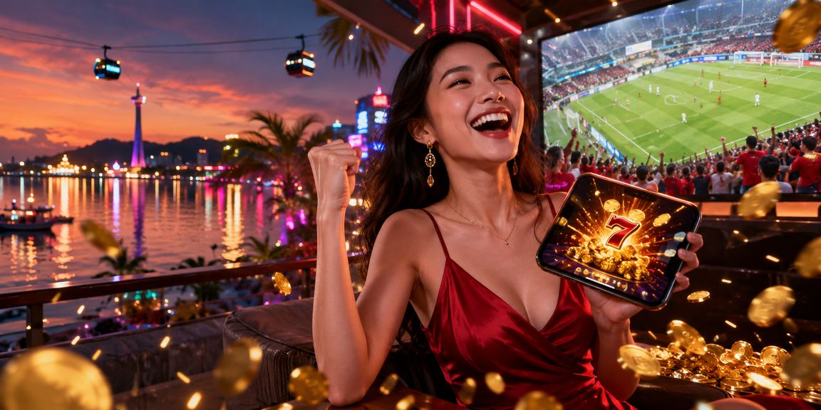 Không gian neon sôi động tại Phú Quốc với người chơi slot game trực tuyến qua điện thoại